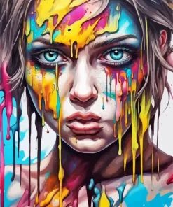 colorful girl melting Diamond With Numbers