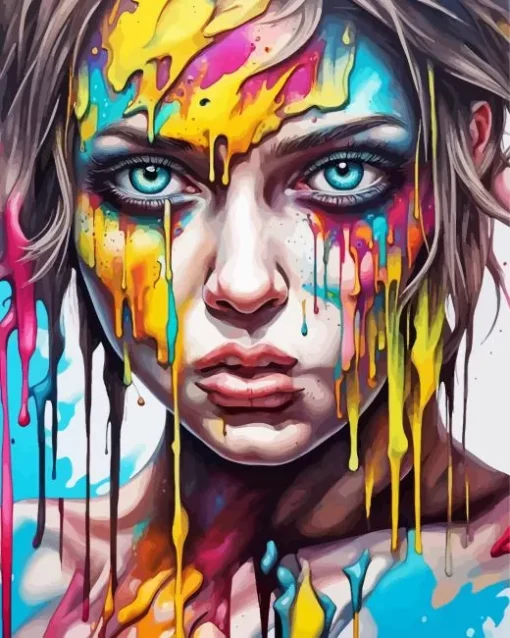 colorful girl melting Diamond With Numbers