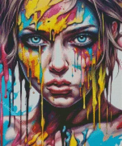 colorful girl melting Diamond With Numbers