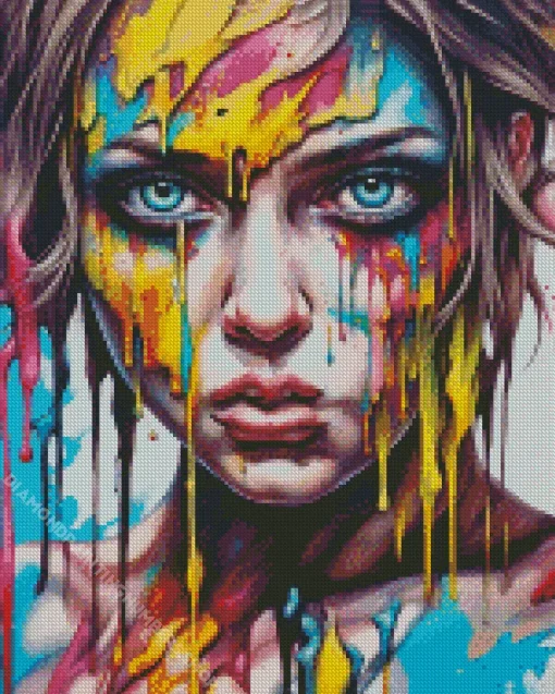 colorful girl melting Diamond With Numbers