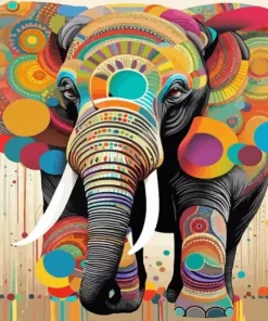 cool colorful elephant art Diamond By Numbers
