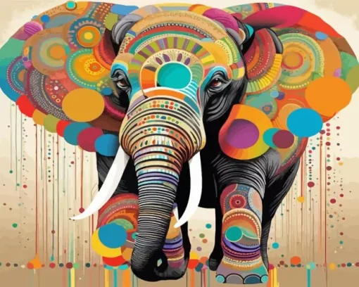 cool colorful elephant art Diamond By Numbers