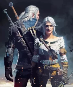 cool geralt and ciri Diamond Paints