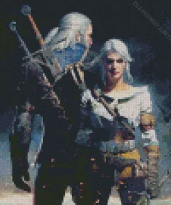 cool geralt and ciri Diamond Paints