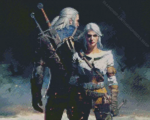 cool geralt and ciri Diamond Paints
