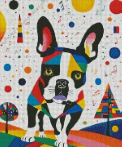 geometric abtract dog art Diamond Paints