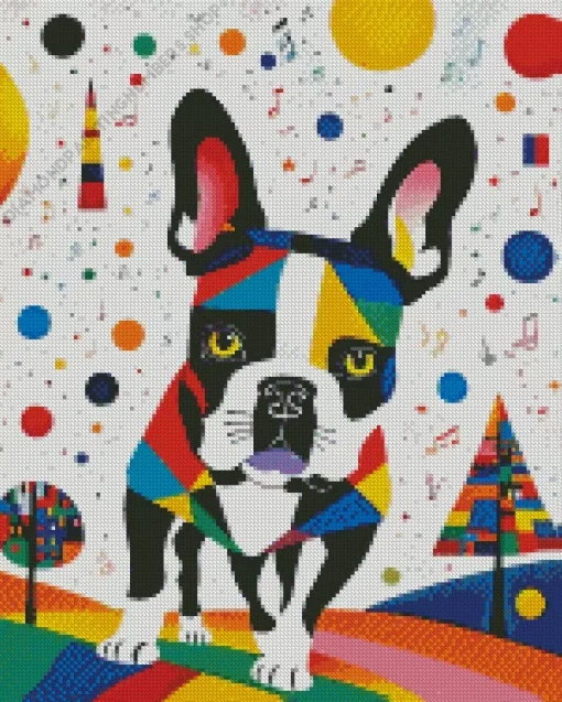 geometric abtract dog art Diamond Paints