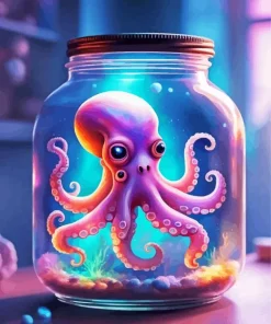 ghost octopus in a jar Diamond Paints