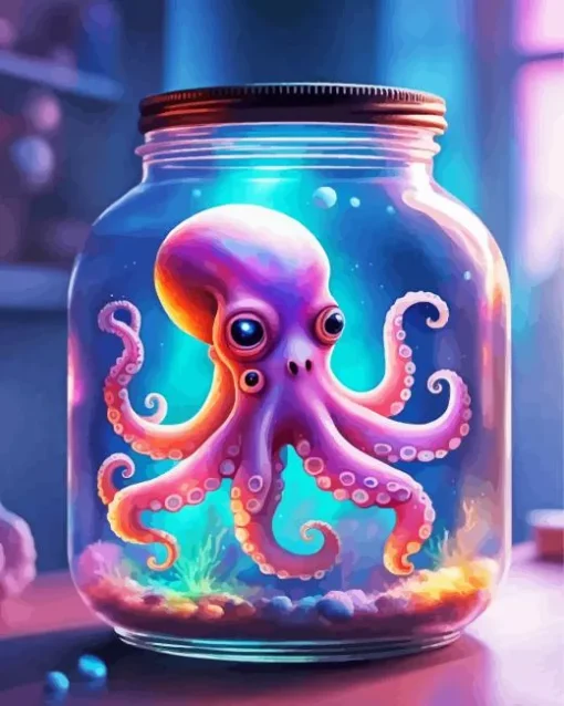 ghost octopus in a jar Diamond Paints