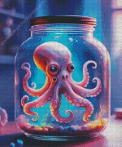 ghost octopus in a jar Diamond Paints