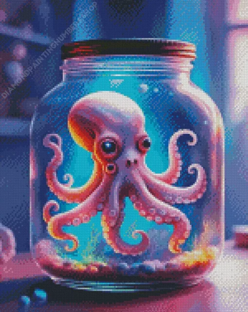 ghost octopus in a jar Diamond Paints