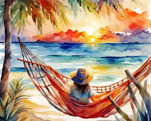 girl hammock art Diamond Paints