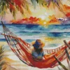 girl hammock art Diamond Paints