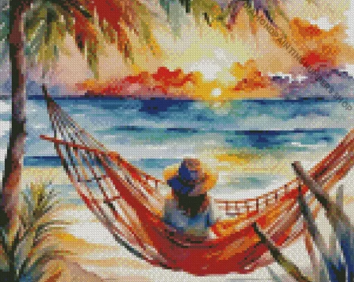 girl hammock art Diamond Paints