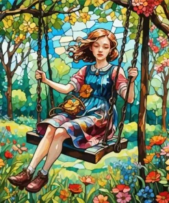 girl in a swing Diamond Paints