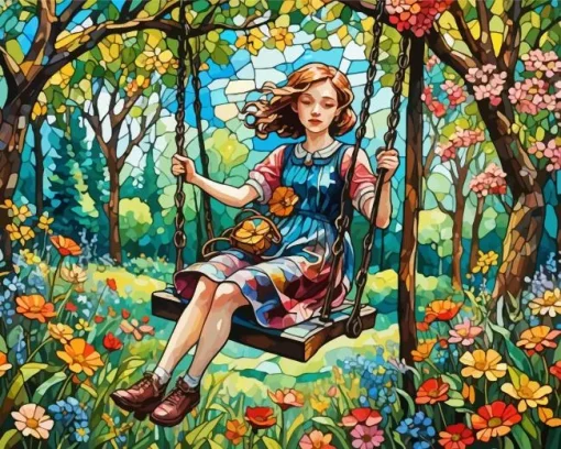 girl in a swing Diamond Paints
