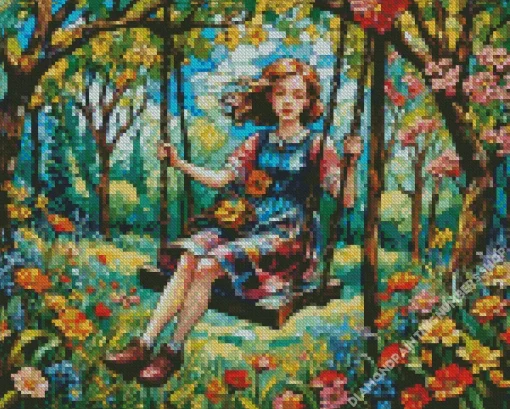 girl in a swing Diamond Paints