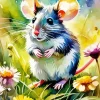 mouse and flowers art Diamond Paints