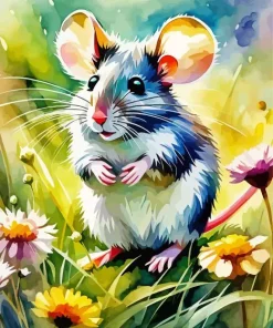 mouse and flowers art Diamond Paints