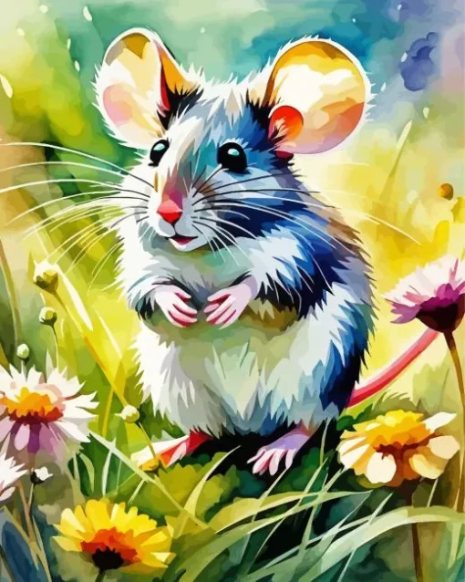 mouse and flowers art Diamond Paints