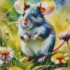 mouse and flowers art Diamond Paints
