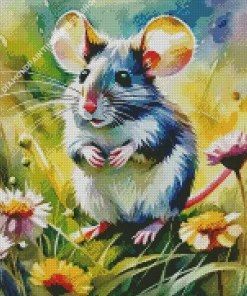 mouse and flowers art Diamond Paints