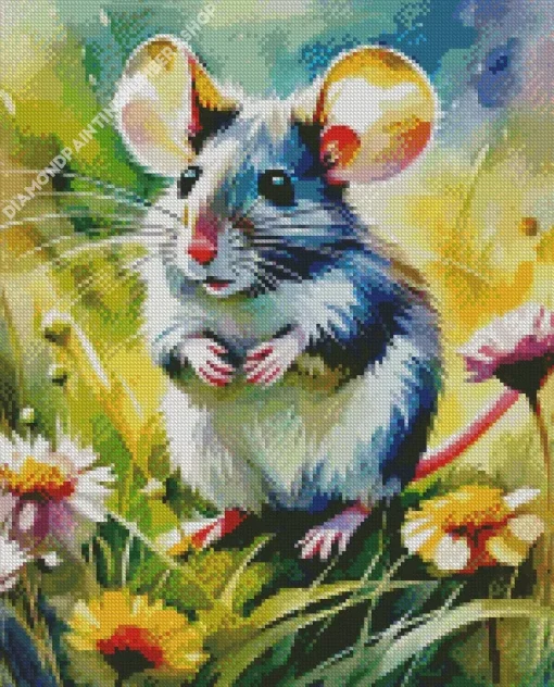 mouse and flowers art Diamond Paints