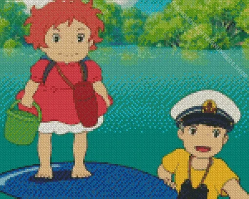 ponyo anime Diamond With Numbers