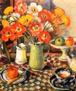 poppies and checked cloth Diamond Paints