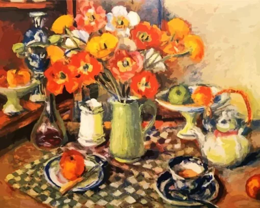 poppies and checked cloth Diamond Paints
