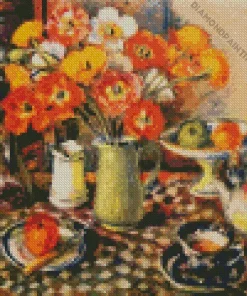 poppies and checked cloth Diamond Paints
