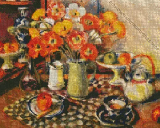 poppies and checked cloth Diamond Paints