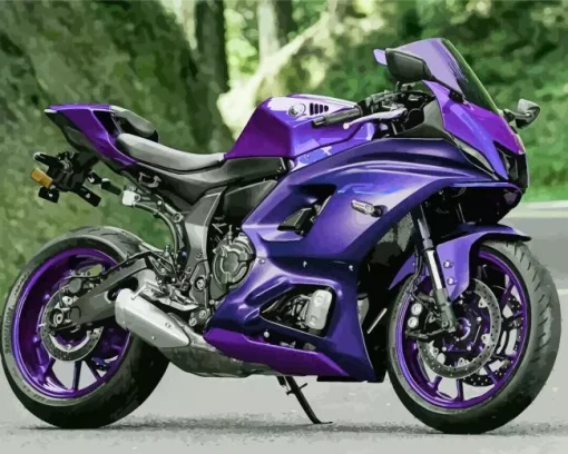 purple motorcycle Diamond With Numbers