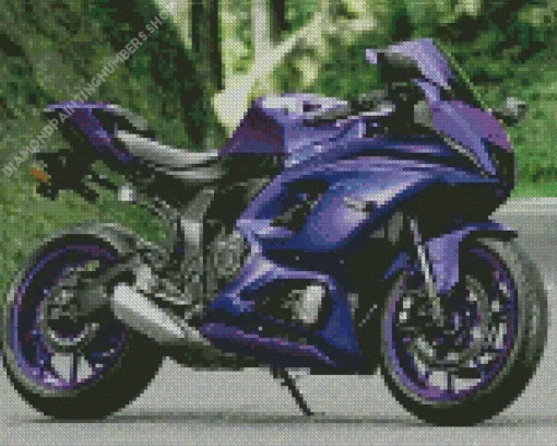 purple motorcycle Diamond With Numbers