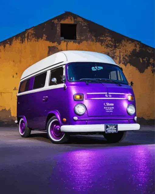 purple volkswagen bus Diamond Paints
