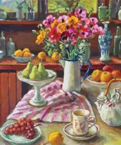 ranunculus and pears olley Diamond With Numbers