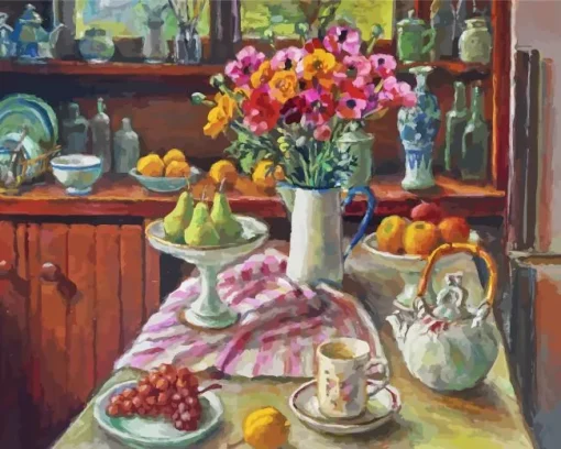 ranunculus and pears olley Diamond With Numbers