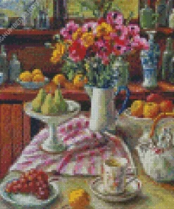 ranunculus and pears olley Diamond With Numbers