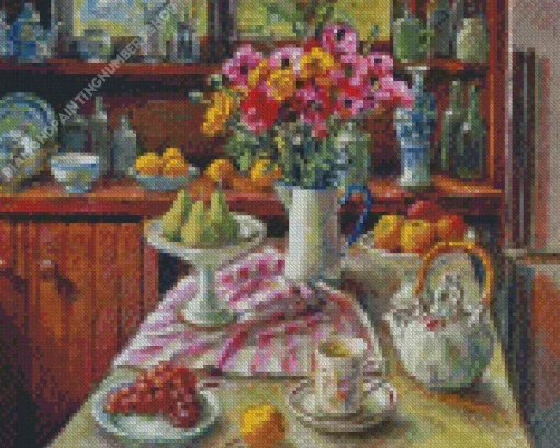ranunculus and pears olley Diamond With Numbers
