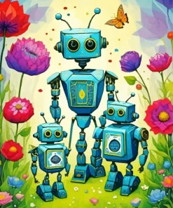 robots family Diamond By Numbers