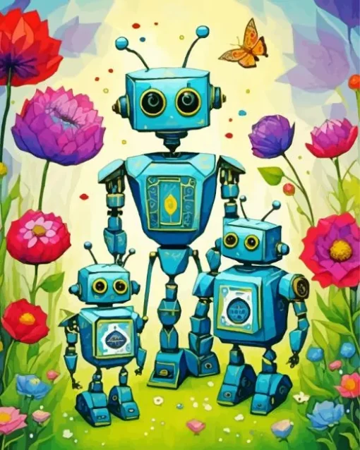 robots family Diamond By Numbers