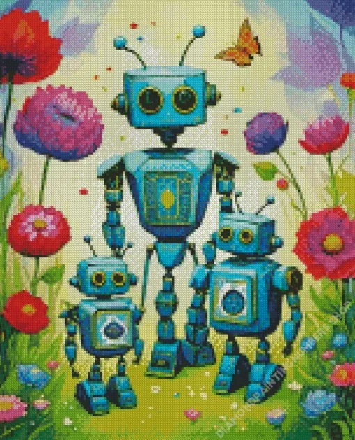 robots family Diamond By Numbers