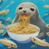 seal eating noodles Diamond Paints
