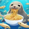 seal eating noodles Diamond Paints