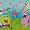 spongebob and patrick jellyfishing Diamond Paints