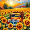 truck and sunflowers Diamond Paints