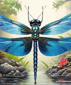 Blue and black dragonfly Diamond Paints