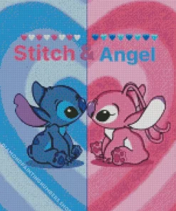 Disney blue and pink stitch Diamond Dotz