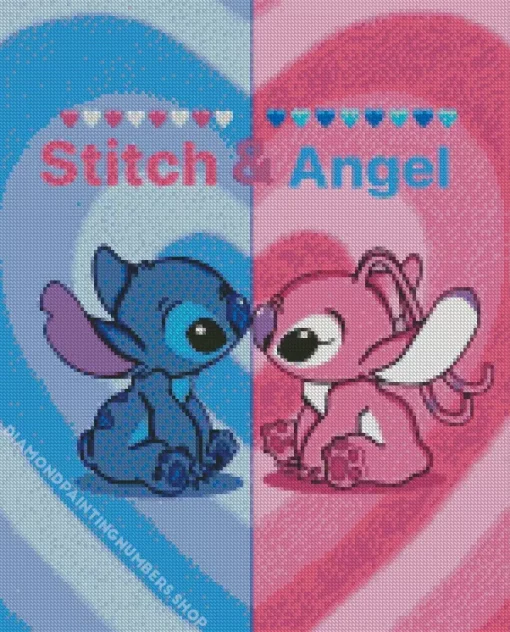 Disney blue and pink stitch Diamond Dotz