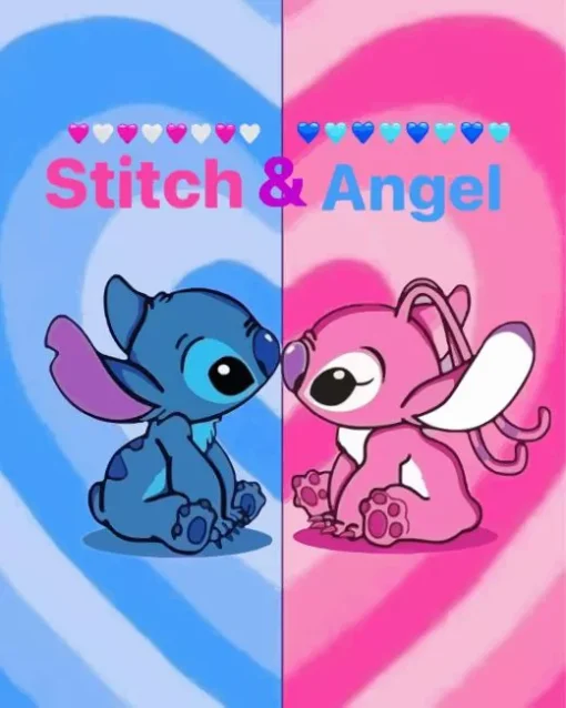 Disney blue and pink stitch Diamond Dotz